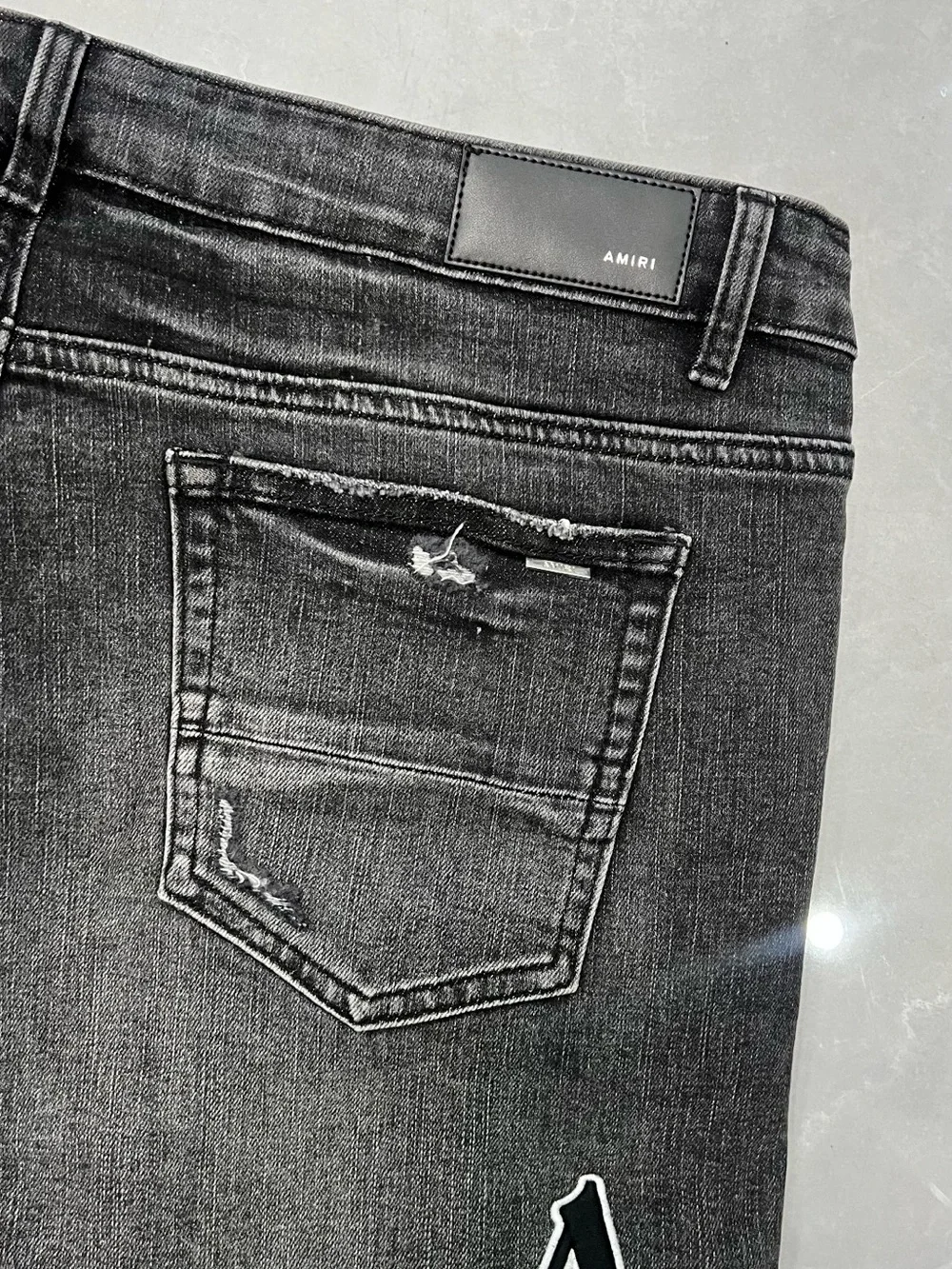 AMIRI Black Washed Stacked Logo Skinny Jeans. Perfect condition